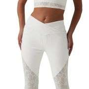 High Waisted Crossover Contrast Lace Flare Jeans