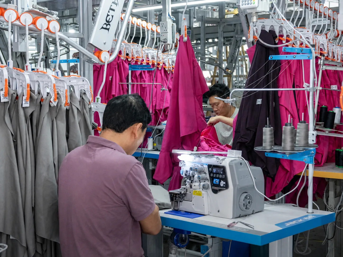 Apparel sewing line supporting production at scale