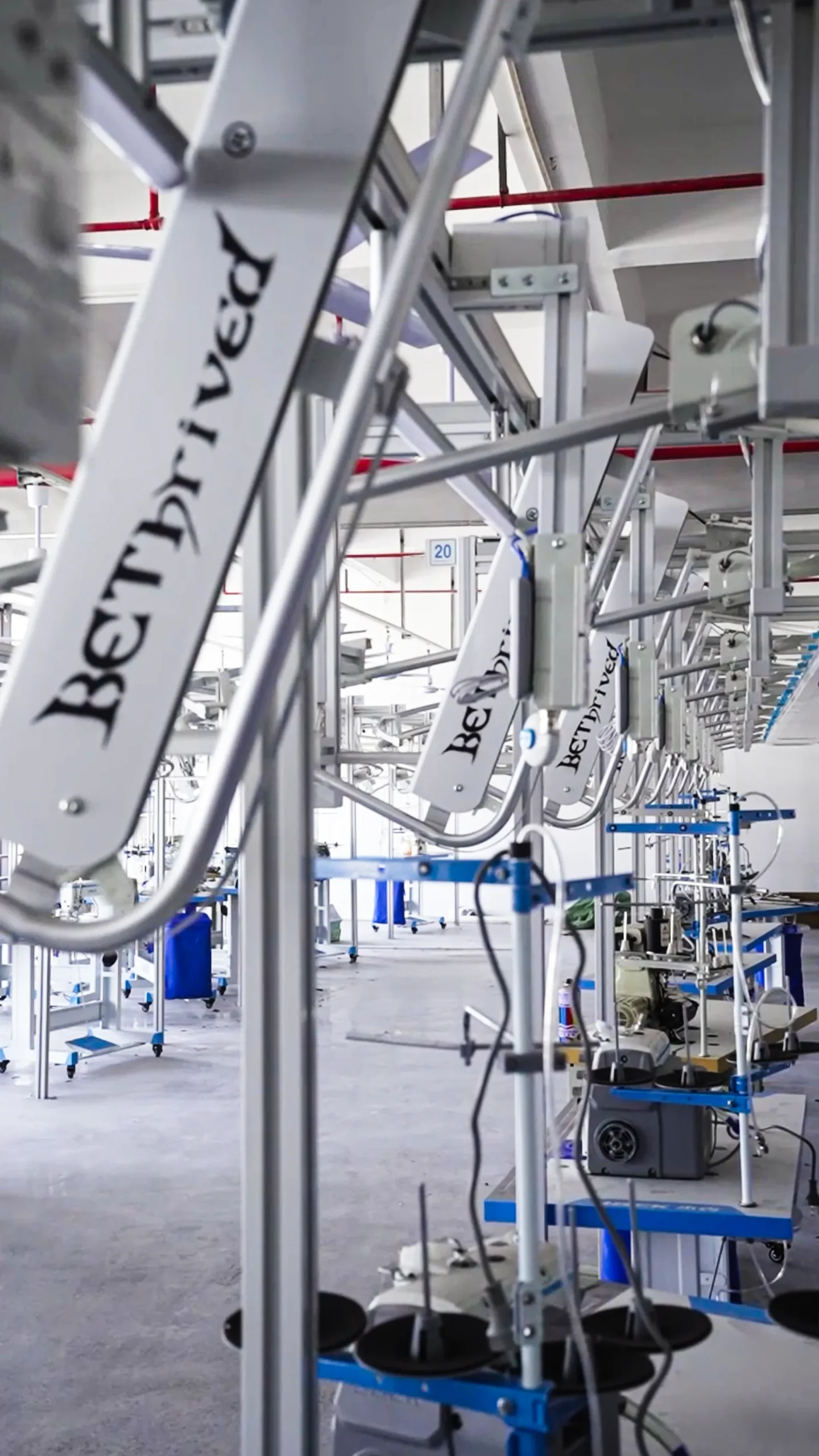 Automated hanger system detail inside the garment factory