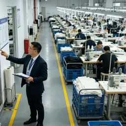Clothing factory certification audit in a professional garment production facility