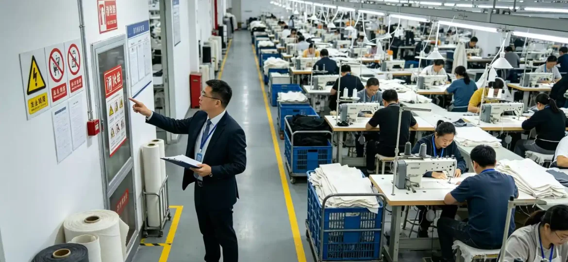 Clothing factory certification audit in a professional garment production facility