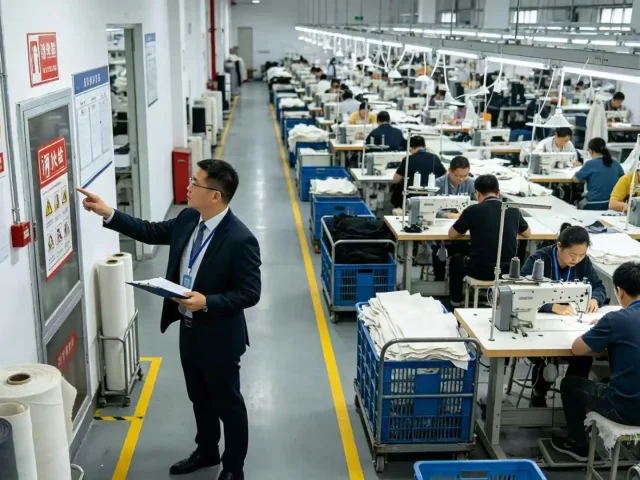 Clothing factory certification audit in a professional garment production facility