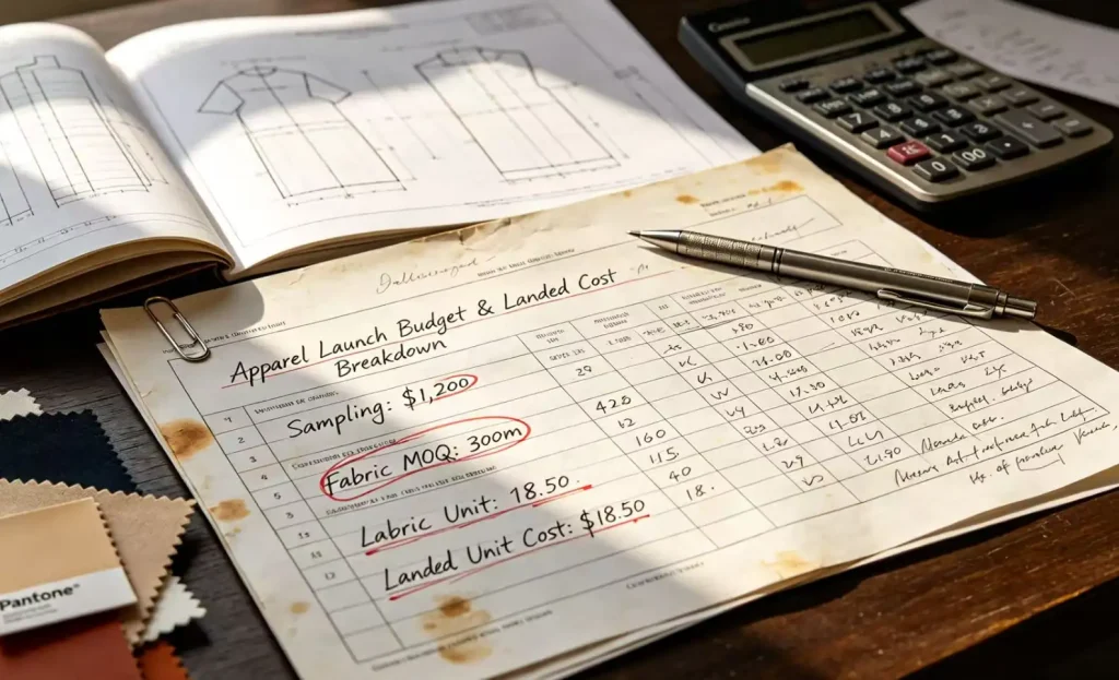 Apparel startup budget planning for sampling, inventory and manufacturing costs