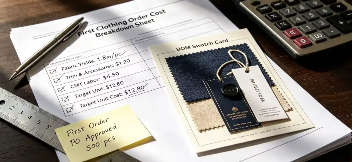 First clothing order cost breakdown for fashion brands