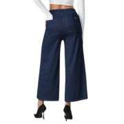 High Rise Button Front Cropped Wide Leg Jeans