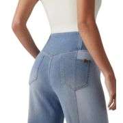 Crossover Waist Patchwork Wide Leg Jeans