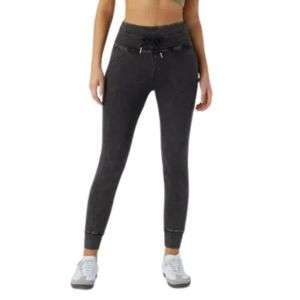 High Rise Drawstring Washed Denim Jogger Jeans