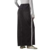 High Rise Side Stripe Split Maxi Denim Skirt