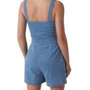 Square Neck Sleeveless Denim Romper with Pockets
