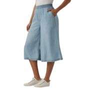 High Waisted Wide Leg Capri Casual Jeans