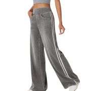 Vintage Washed Side Stripe Wide Leg Jeans