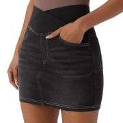 High Waist Stretch Denim Mini Skirt