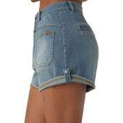 Vintage Wash Mid-Rise Cuffed Denim Shorts with Patch Pockets