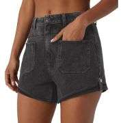 Vintage Wash Mid-Rise Cuffed Denim Shorts with Patch Pockets