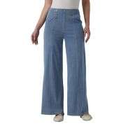 High Waist Button Detail Wide Leg Jeans