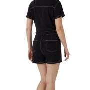 Contrast Stitch Button-Up Denim Utility Romper