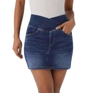 High Waist Stretch Denim Mini Skirt