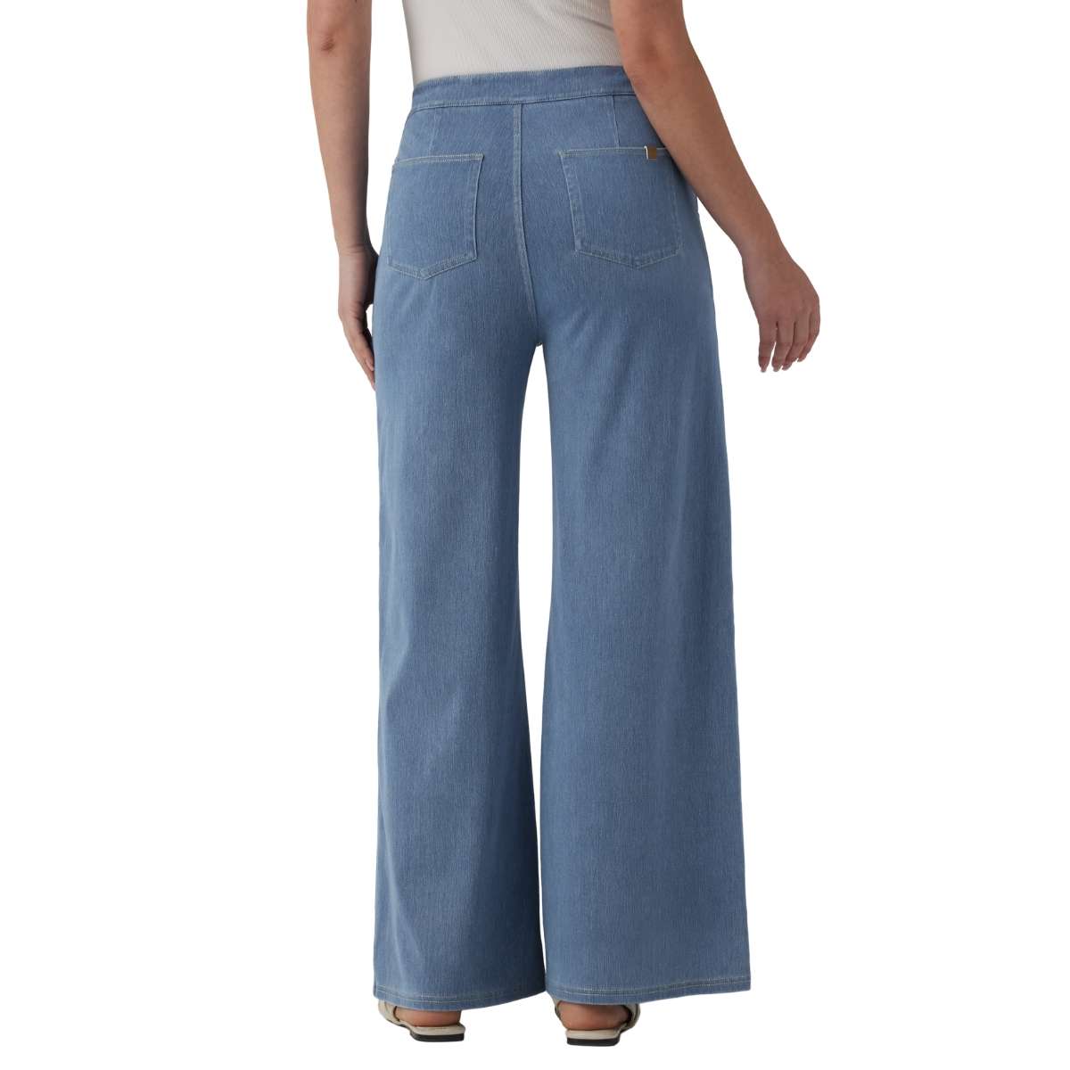 High Waist Button Detail Wide Leg Jeans