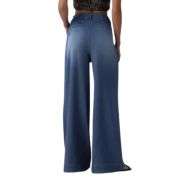 High Rise Flared Wide Leg Jeans with Patch Pockets