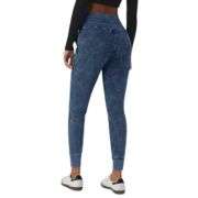 High Rise Drawstring Washed Denim Jogger Jeans