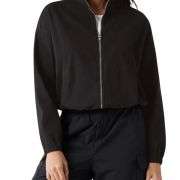 Zip-Up Stand Collar Relaxed Denim Jacket