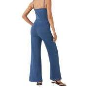 Spaghetti Strap Flare Leg Washed Denim Jumpsuit