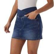 High Waist Stretch Denim Mini Skirt