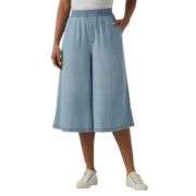 High Waisted Wide Leg Capri Casual Jeans