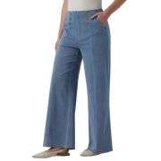 High Waist Button Detail Wide Leg Jeans