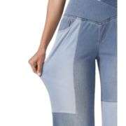 Crossover Waist Patchwork Wide Leg Jeans