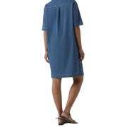 Short Sleeve Polo Denim Mini Dress with Pockets