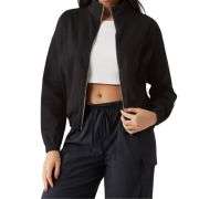 Zip-Up Stand Collar Relaxed Denim Jacket