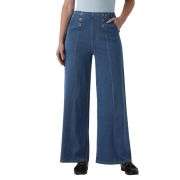 High Waist Button Detail Wide Leg Jeans