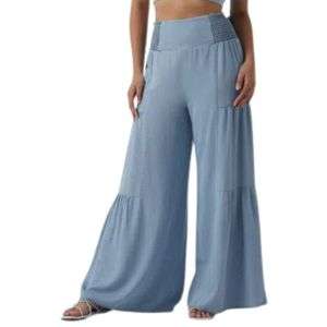 High Waist Smocked Wide Leg Draped Jeans