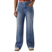 High Waist Slimming Breathable Straight Leg Casual Jeans
