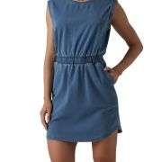 Round Neck Sleeveless Elastic Waist Denim Mini Dress
