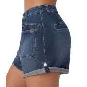 Vintage Wash Mid-Rise Cuffed Denim Shorts with Patch Pockets