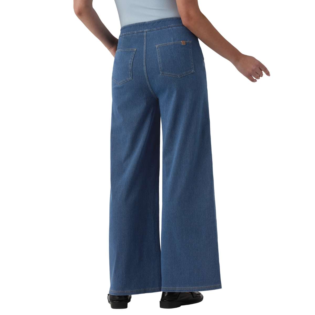 High Waist Button Detail Wide Leg Jeans