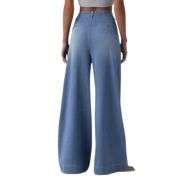 High Rise Flared Wide Leg Jeans with Patch Pockets