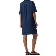 Short Sleeve Polo Denim Mini Dress with Pockets