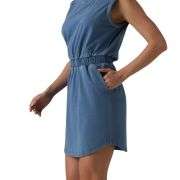 Round Neck Sleeveless Elastic Waist Denim Mini Dress