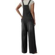 Washed Wide Leg Denim Overalls with Utility Pockets