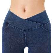Crossover High Waist Stretch Denim Casual Skinny Shorts