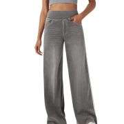 Vintage Washed Side Stripe Wide Leg Jeans