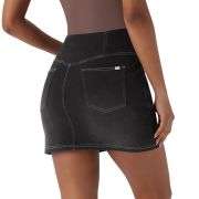 High Waist Stretch Denim Mini Skirt