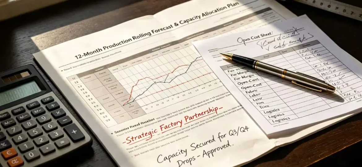 Long-term apparel manufacturing partnership between fashion brands and OEM clothing factory