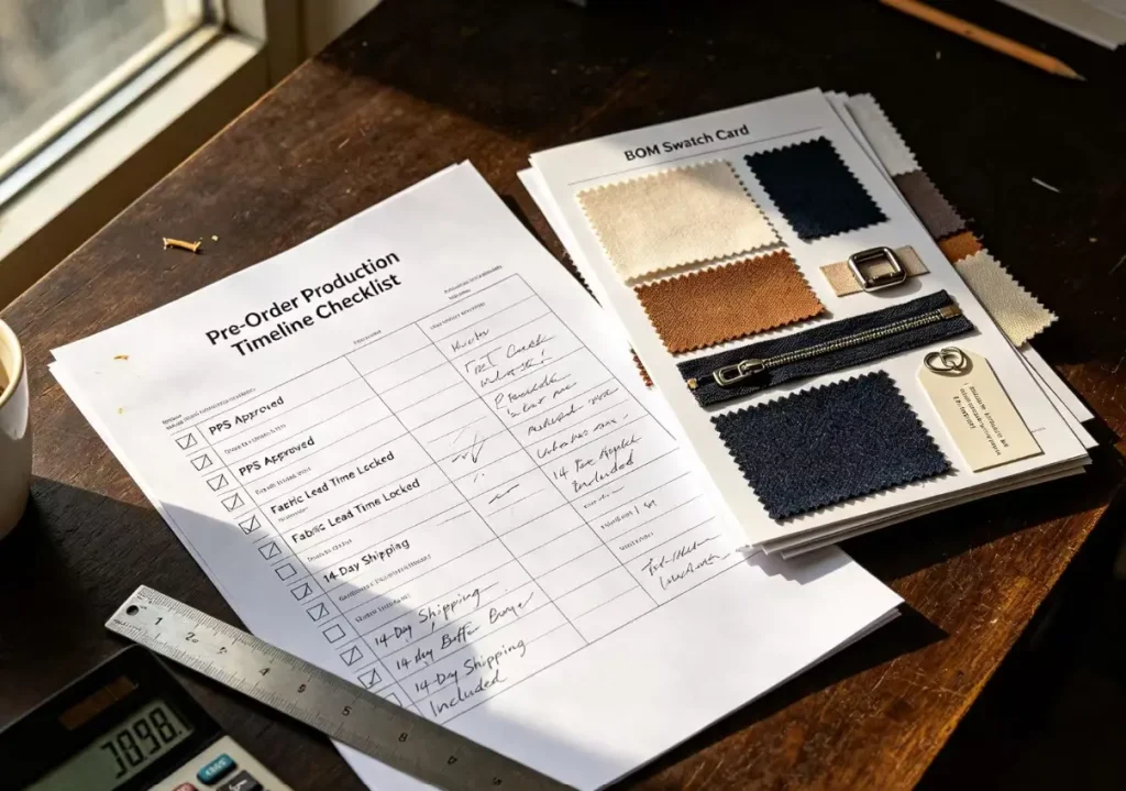 Fabric lead time and raw material planning for apparel pre-orders