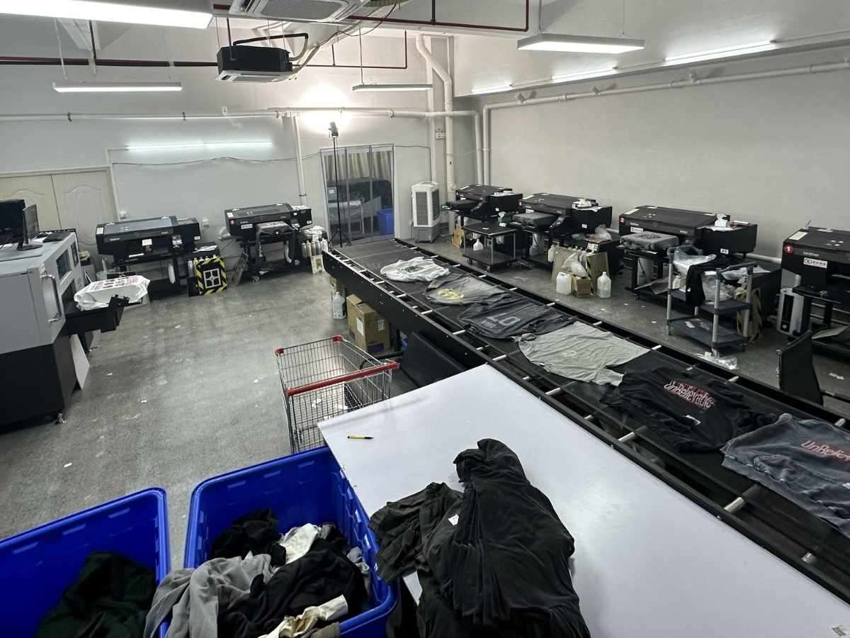 Denim apparel sample room at New Asia Garment