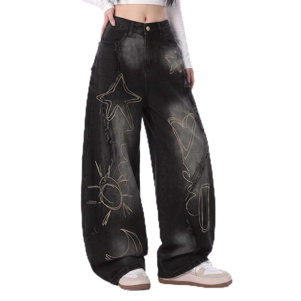 Women’s Y2K Style Loose Fit Denim Long Pants