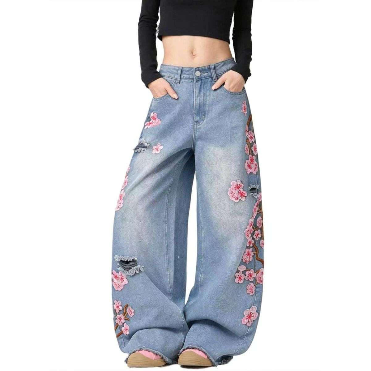 Women’s High Waist Wide Leg Loose Denim Jeans